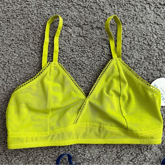 Arizona Body Bralette Mesh Acid Lime Floral Garden Blue Size S - Picture 3 of 11